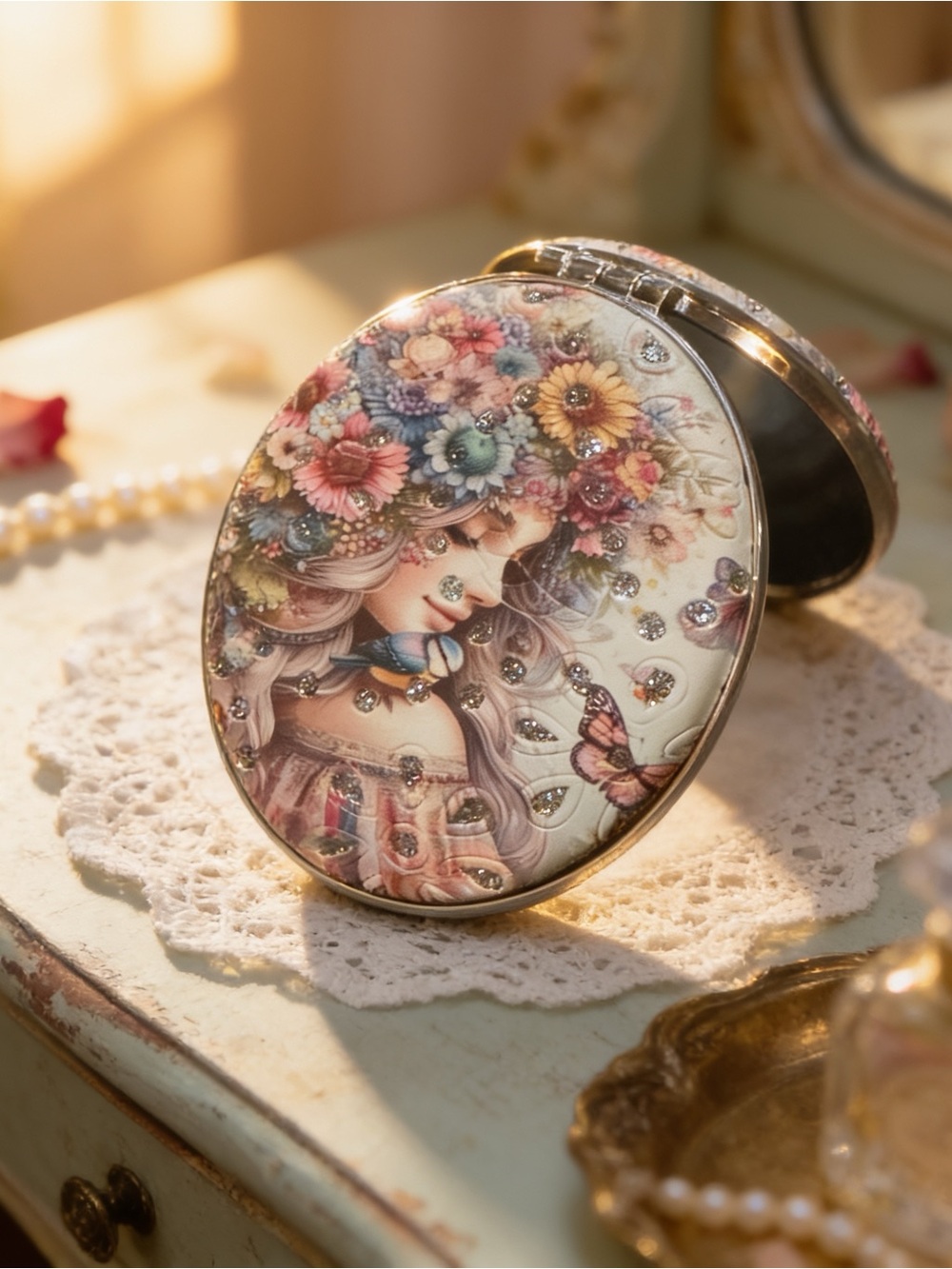 Vintage inspired Compact Mirror — Multi-Color